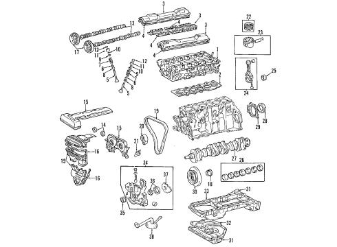 1998 Toyota Supra Engine Parts, Mounts, Cylinder Head & Valves, Camshaft & Timing, Oil Cooler, Oil Pan, Oil Pump, Crankshaft & Bearings, Pistons, Rings & Bearings Pump Assembly, Oil Diagram for 15100-46091