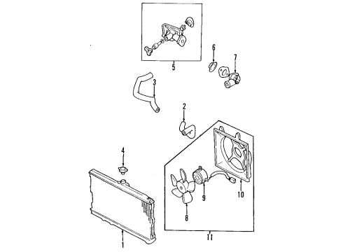 1996 Kia Sephia Cooling System, Radiator, Water Pump, Cooling Fan Cover-Thermostat Diagram for 0K24T15172