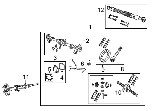 2021 Jeep Gladiator Axle Housing - Rear Axle-Rear Complete Diagram for 68383641AI