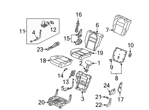 2004 Acura MDX Rear Seat Components Bolt (8X25) Diagram for 91908-S3V-A11