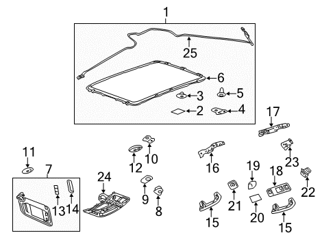 2013 Cadillac SRX Interior Trim - Roof Sunvisor Cover Diagram for 20772469