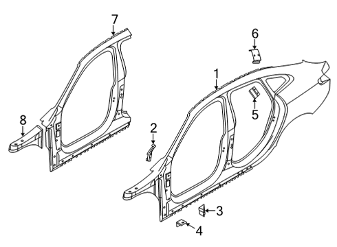 2020 BMW 228i xDrive Gran Coupe Uniside LEFT EXTERIOR COLUMN A Diagram for 41219498461