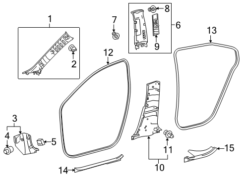 2022 Toyota Corolla Interior Trim - Pillars Windshield Pillar Trim Diagram for 62220-12160-A0