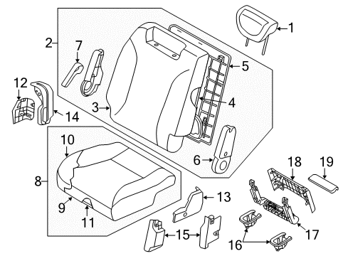 2014 Kia Sedona Third Row Seats Frame Assembly-2ND Seat Diagram for 894104D390CS
