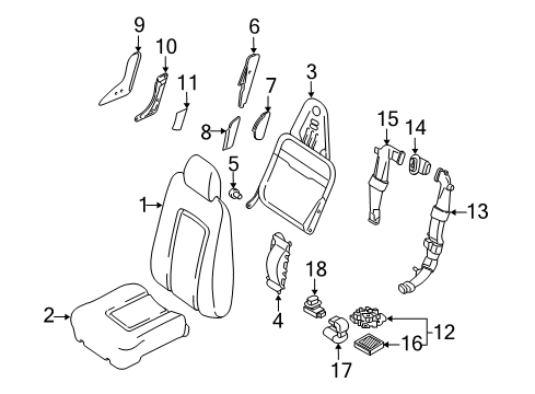 2005 Ford Expedition Front Seat Components Seat Cushion Pad Diagram for 6L1Z-7862901-BA