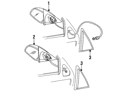 1993 Buick Skylark Outside Mirrors Mirror Kit, Outside Rear View RH Diagram for 22573348