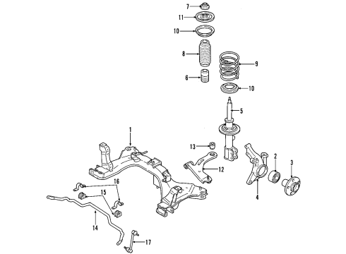 2002 Ford Escape Front Suspension Components, Lower Control Arm, Stabilizer Bar Stabilizer Bar Bracket Diagram for YL8Z-5486-AA