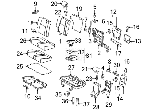 2013 Toyota 4Runner Second Row Seats Hinge Diagram for 71303-60030