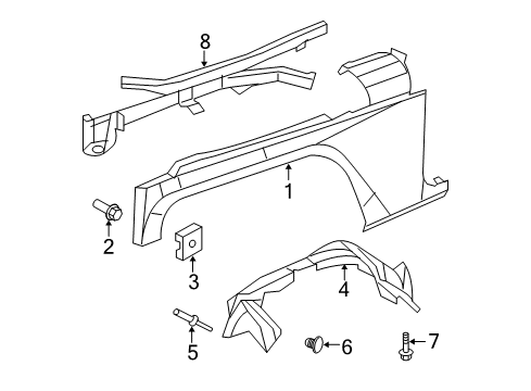 2017 Jeep Wrangler Fender & Components Shield-Splash Diagram for 55157117AI