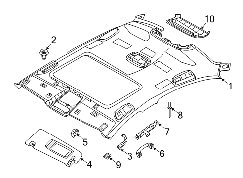 2019 BMW M550i xDrive Interior Trim - Roof Bracket, Front Left Grab Handle Diagram for 51167384555