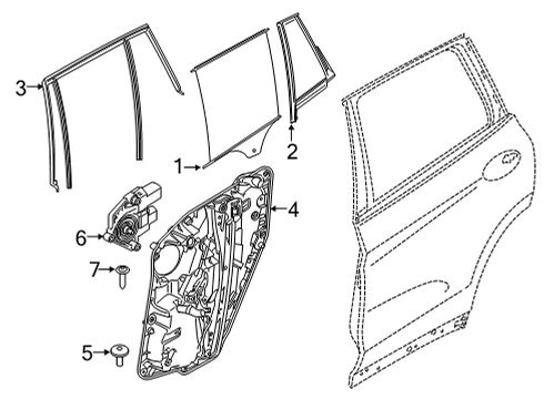 2021 BMW X6 Rear Door WINDOW GUIDE, RIGHT REAR DOO Diagram for 51357437808