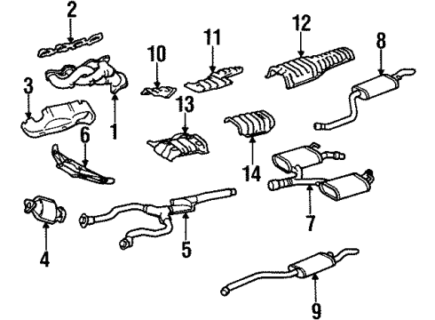 1996 Lexus LS400 Exhaust Components Exhaust Manifold Sub-Assembly, Left Diagram for 17105-50060