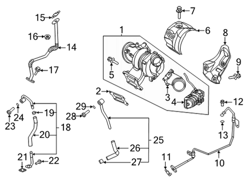 2022 Kia K5 Turbocharger & Components Pipe Assembly-Oil Feed Diagram for 282402S304