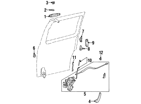 1995 Ford Windstar Side Loading Door - Lock & Hardware Latch Assembly Diagram for F58Z16264A00B