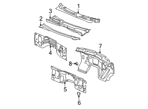 2006 Jeep Commander Cowl Panel-Dash Diagram for 55394100AK