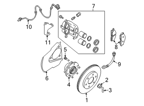 2022 Nissan Frontier Front Brakes Sensor Assembly-Anti SKID, Front Diagram for 47910-9BT0A