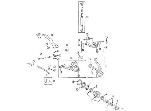 2006 Toyota Land Cruiser Front Suspension Components, Lower Control Arm, Upper Control Arm, Ride Control, Stabilizer Bar Accumulator, Front Suspension Control Diagram for 49141-60010