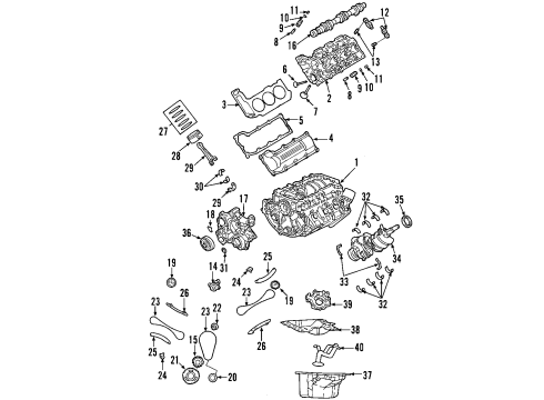 2008 Jeep Grand Cherokee Engine Parts, Mounts, Cylinder Head & Valves, Camshaft & Timing, Oil Pan, Oil Pump, Balance Shafts, Crankshaft & Bearings, Pistons, Rings & Bearings Seal-Valve Guide Diagram for 53021974AA
