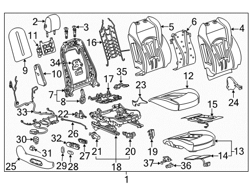 2017 Buick LaCrosse Passenger Seat Components Adjust Motor Diagram for 13513546