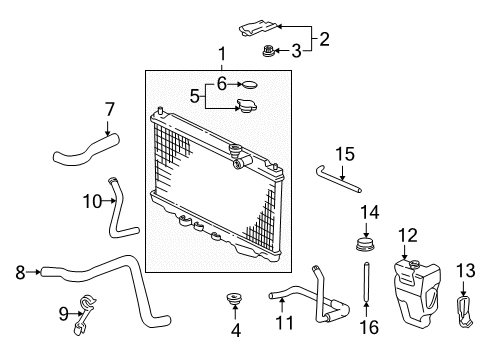 1994 Acura Integra Radiator & Components Cap, Radiator Diagram for 19045-P72-005