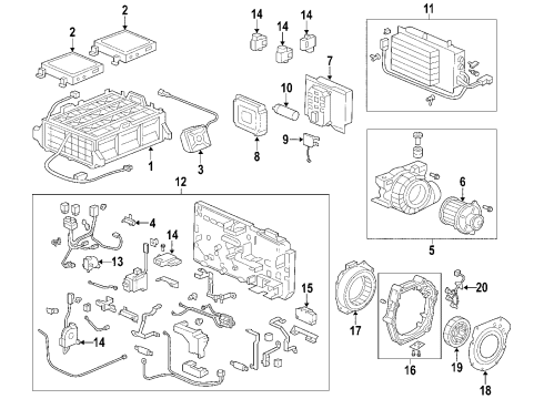 2000 Honda Insight Hybrid Components, Battery, Cooling System Predriver Unit Diagram for 1B220-PHM-003