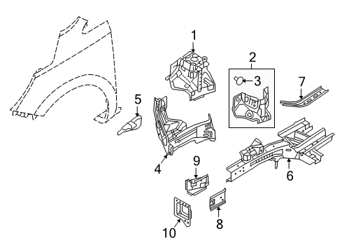 2017 Kia Sedona Structural Components & Rails Reinforcement Assembly-FEM Mounting Diagram for 64115A9000