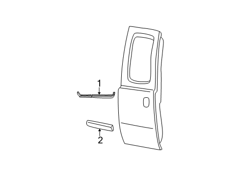 2004 Ford F-250 Super Duty Rear Door & Components, Exterior Trim Body Side Molding Diagram for 5C3Z-2625532-AAM