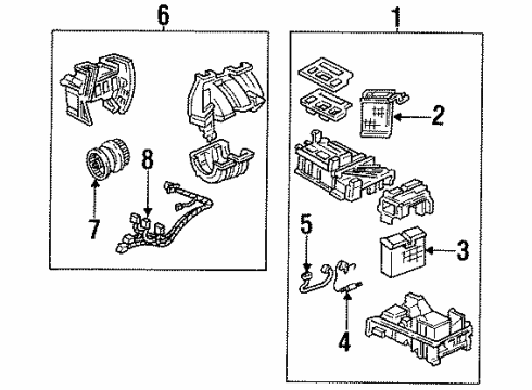 1995 Acura Legend Heater Core & Control Valve Motor Assembly Diagram for 79310-SP0-003
