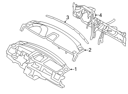 2010 Lincoln MKS Cluster & Switches, Instrument Panel Reinforce Beam Diagram for 8A5Z-5404545-A