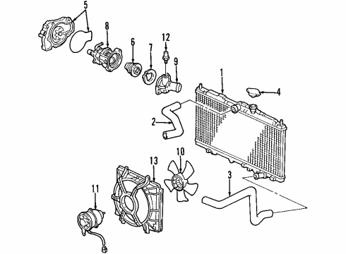 2003 Acura CL Senders Fan, Cooling Diagram for 19020-P8C-A01