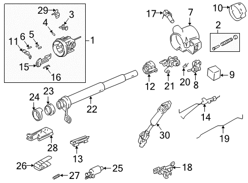 1993 GMC Safari Ignition Lock Steering Gear Coupling Shaft Assembly Diagram for 26013141