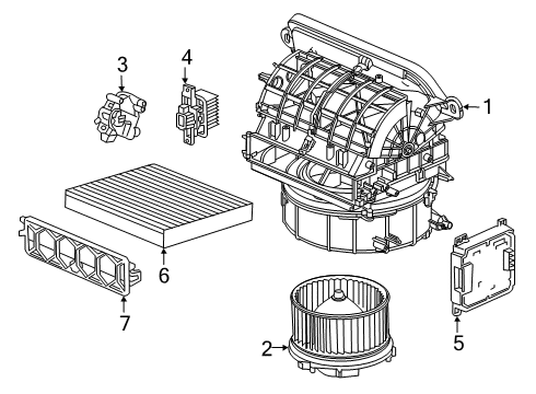 2019 Honda Clarity Blower Motor & Fan Motor Assembly, F/R Diagram for 79350-TRT-A01