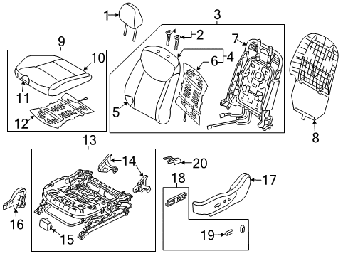 2013 Hyundai Elantra Heated Seats Back Assembly-Front Seat Driver Diagram for 88300-3X440-PDH
