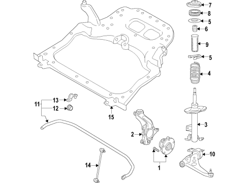 2019 Infiniti QX50 Front Suspension Components, Lower Control Arm, Stabilizer Bar Transverse Link Complete, Left Diagram for 54501-5NA1A