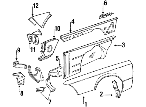 1988 BMW 635CSi Fender & Components Towing Suspension Front Diagram for 41111907979