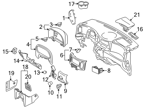 2011 Nissan Cube Cluster & Switches, Instrument Panel Cover Assembly-Instrument Lower, Driver Diagram for 68921-1FC0A