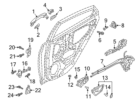 2021 Hyundai Accent Front Door Door Handle Assembly, Exterior, Right Diagram for 82661-H5100