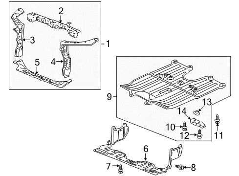 2008 Honda Civic Radiator Support Panel Set, Left Front Bulkhead Diagram for 04611-SNA-A00ZZ