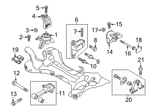 2013 Kia Optima Engine & Trans Mounting Bracket Assembly-Roll Rod Diagram for 21950-4R000