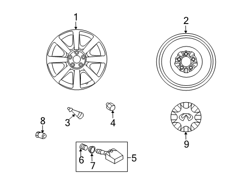 2003 Infiniti FX35 Wheels, Covers & Trim Spoke Alloy Wheel Diagram for 40300-CG225