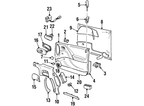 1999 Cadillac Catera Interior Trim - Front Door Water Deflector Diagram for 93182394