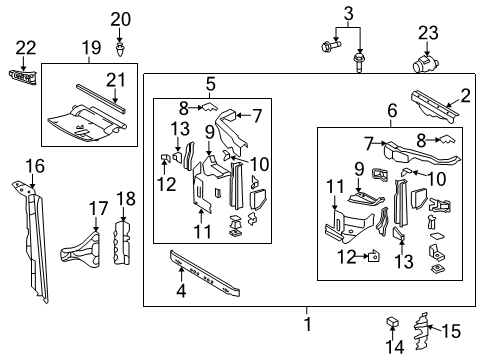 2021 Lexus LX570 Radiator Support Sight Shield Seal Diagram for 53381-60150