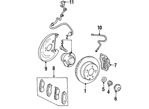 1998 Hyundai Tiburon Anti-Lock Brakes Rear Disc Brake Pad Kit Diagram for 58302-29A10