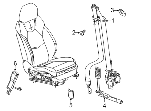 2022 Cadillac CT4 Front Seat Belts Seat Belt Assembly Bolt Diagram for 11548349