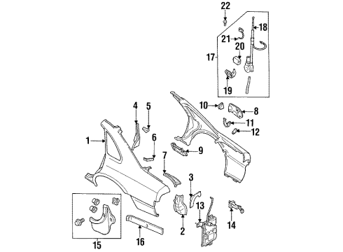 1995 Infiniti Q45 Quarter Panel & Components Lock Assy-Fuel Filler Lid Diagram for 78827-0P010