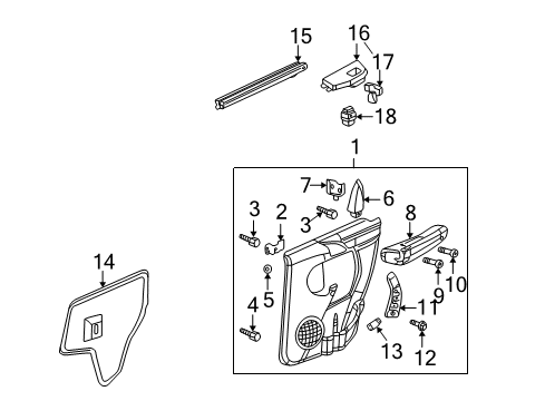 2002 Pontiac Aztek Interior Trim - Rear Door Sealing Strip Asm-Rear Side Door Window Inner *Black Diagram for 10411700