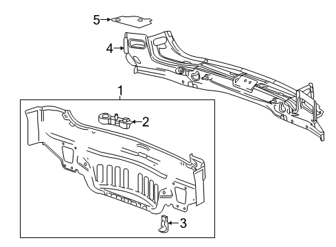 2020 Buick Enclave Rear Body Inner Reinforcement Baffle Diagram for 23287372