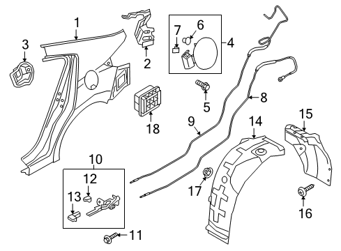 2019 Hyundai Elantra Fuel Door Rear Wheel Front Piece Guard, Left Diagram for 86823-F3500