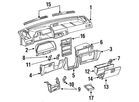 1993 Mitsubishi Precis Instrument Panel Crash Pad Assembly Lower, Center Diagram for 84770-24500-AQ