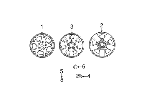 2003 Jeep Grand Cherokee Wheels, Covers & Trim Wheel Center Cap Diagram for 52080334AA